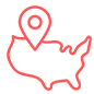 USA map location pin icon for service area